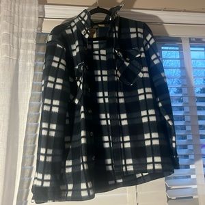 Telluride Clothing fleece flannel. green and white, size medium.